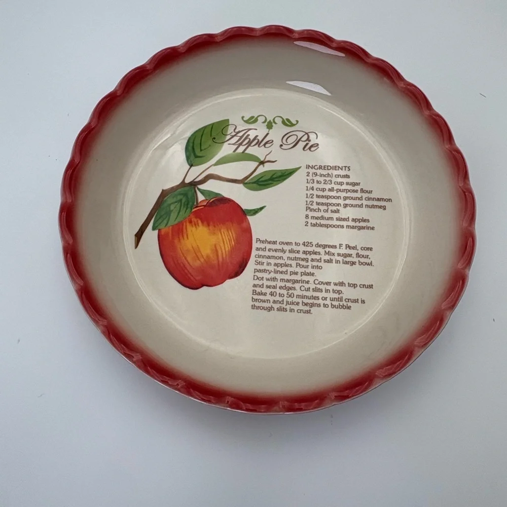 Red and Cream Apple Pie Recipe Dish